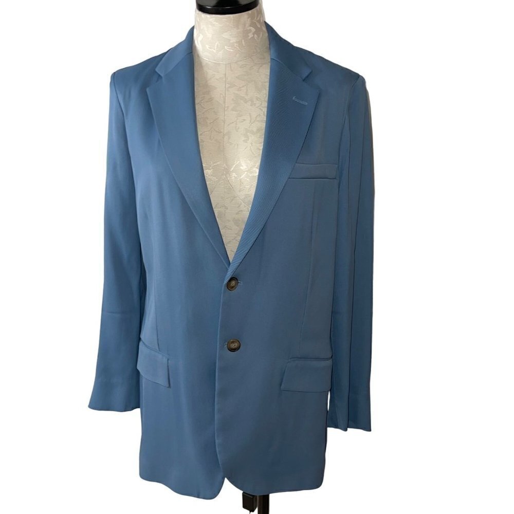 Polo Ralph Lauren Womens Blazer Jacket Size 12 Blue Viscose Two Button Closure